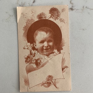 Cute Baby with Nimbus and Flowers, Victorian, Trade Card, 1880s, Antique, Cabinet Card, Advertising, Memorabilia, ~ 221119-EB-59498 483