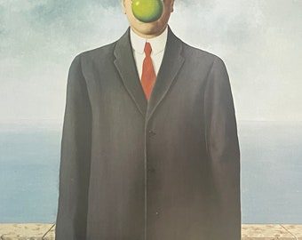René Magritte, The Son of Man, Print, Reproduction, Surrealism, Painting, Book Page, Colorplate, Art, Vintage, Collectible, ~ WH-04 1067