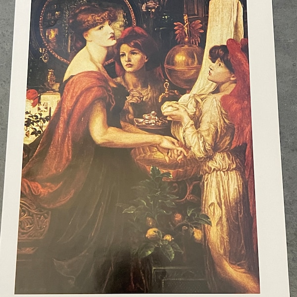 La Bella Mano, Dante Gabriel Rossetti, Print, Reproduction, Painting, Poster, Double-Sided, Pre-Raphaelite, Art, Vintage, ~ ED-P 280