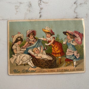 Four Ladies with Baby in a Nest, Victorian, Trade Card, 1880s, Antique, Cabinet Card, Advertising, Memorabilia, ~ 221119-EB-59498 483