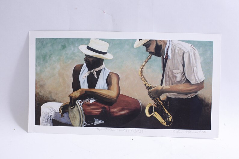 New Orleans, Jazz Players, Print, Artist Signed, Vintage, African ...