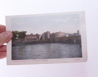 Postcard, Ormonde Bridge, The Shannon, Limerick, Old Architecture, Ephemera, Vernacular Photography, Black And White, Photo, ~ Antique 595