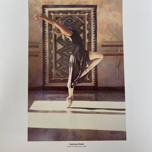 Steve Hanks, Southwest Ballet, Woman, Dancer, Studio, Poster, Double-Sided, Painting, Watercolor, Book Page, Print, Art, Vintage, ~20-05-166