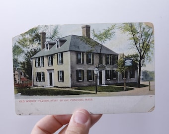 Antique, années 1900, Bosselman, Allemagne, Old Wright Tavern, Concord, Mass, Carte postale, Image, Non estampillé, Objet de collection, Deltiologie, ~ M-15-02