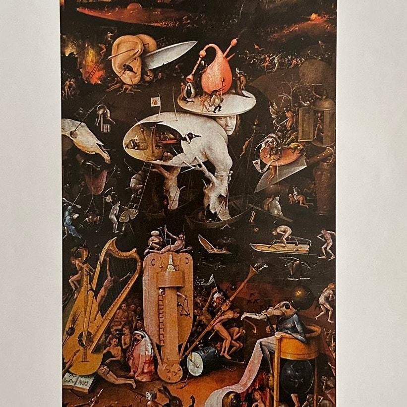 ヒエロニムス・ボス『地獄』幻想的、グロテスク、絵画、本のページ