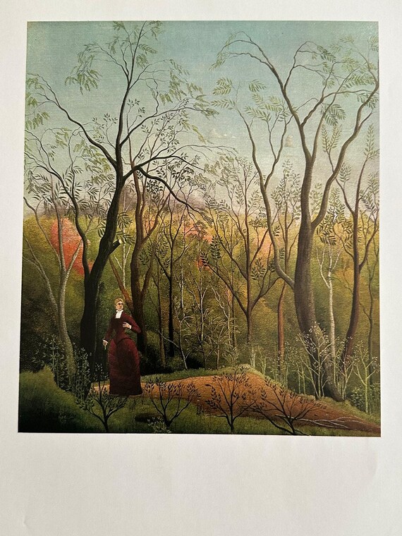 mmk_keiko　絵画 自然風景　アンリルソー 森の散歩、アンリ・ルソー、絵画版画、素朴派、本のページ、額装可能