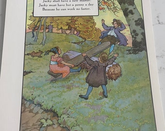 See saw, Margery Daw, Frederick Richardson, Illustration, Nursery Rhyme Print, Book Page, Art, Collectible, ~ 240211-WH 598 C