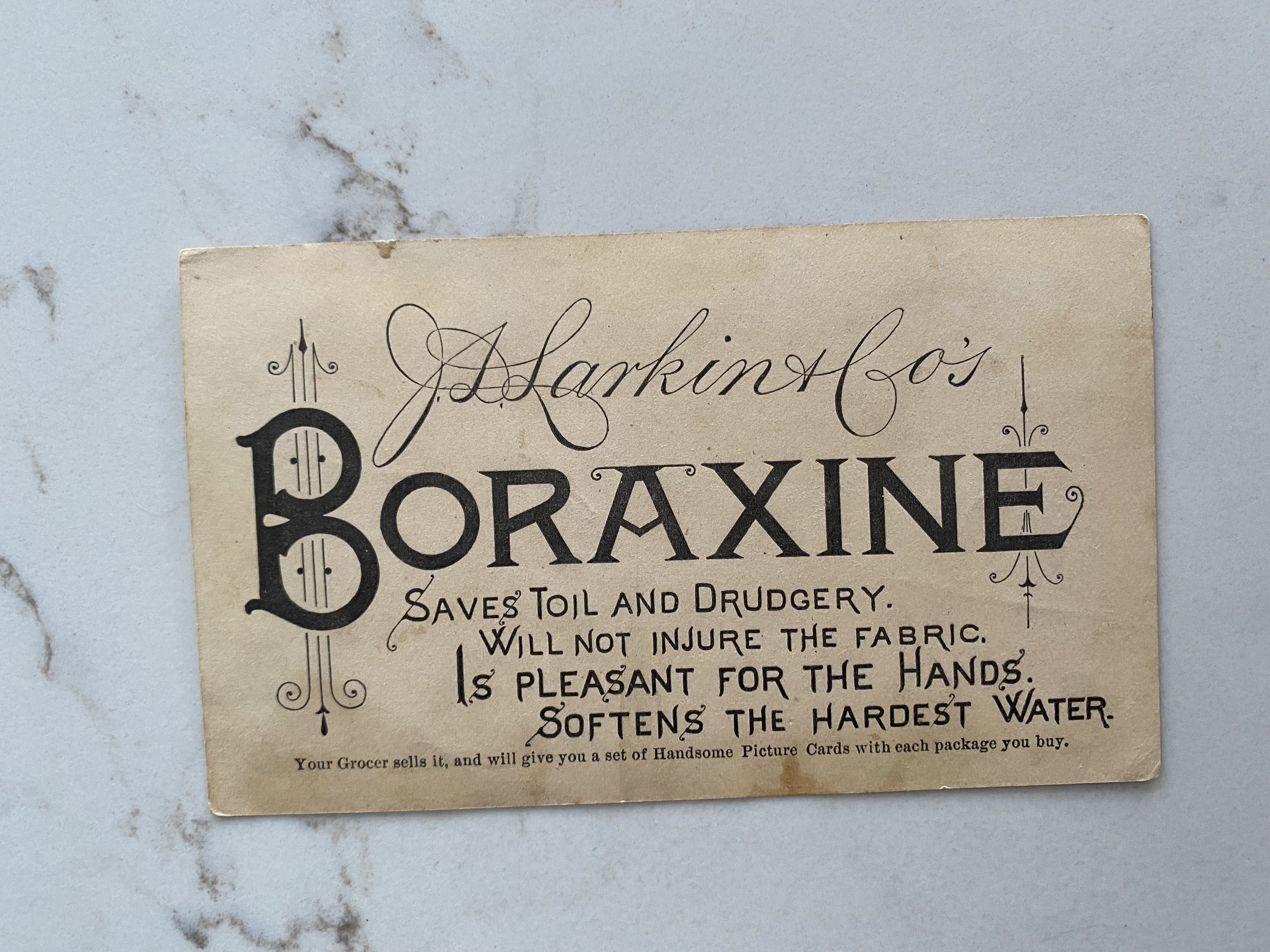 Boraxine, Trade Card, Girl, Red Hat, Used, 1800, Postcard