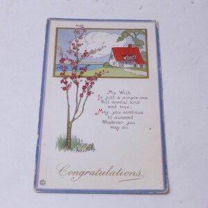 Felicitaciones, Campo, Casa, Árbol, Stecher Lith, Rochester, Sin usar, Postal, Imagen en color, Coleccionable, Deltiología, 20-31-1078
