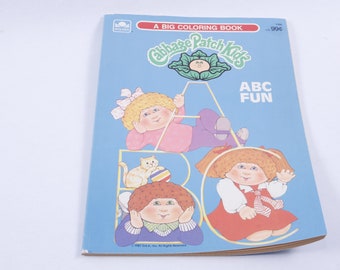 Cabbage Patch Kids, Big Coloring Book, ABC Fun, A Golden Book, 1987, Activity Book, Vintage, Child Reading, Nursery Library ~ 20-16-540