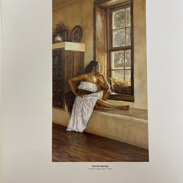 Steve Hanks, Woman, Window, Sunrise Springs, Catching The Sun, Poster, Painting, Watercolor, Book Page, Print, Art, Vintage, ~20-05-166