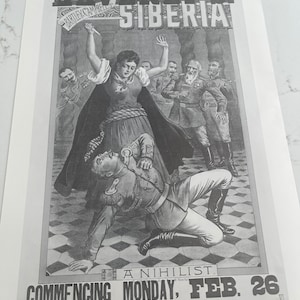 Haverly&#39;s, Bartley Campbells, Siberia, Commencing Monday, Anihilist,  Reprint, Art,Vintage, 1982, 12x9.25 ~20-31-1096