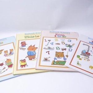 Richard Scarry&#39;s, First Little Learners, Book Set, Colors, Numbers, House, Vintage Illustrations, Child Reading, Nursery Library ~ 20-01-268