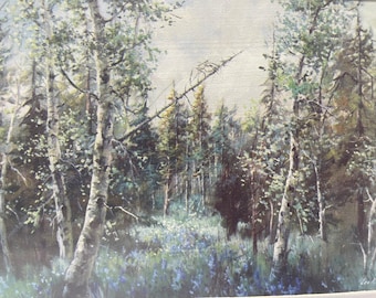 Lee K Parkinson, Aspens In a Spring Dress, Forest, Trees, Painting, Picture, Framed, Shrink Wrapping, Matting, Print, Art, ~ WH-01 847