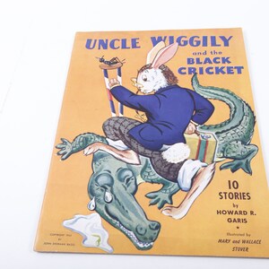 Uncle Wiggily and the Black Cricket, Howard R. Garis, 1943, Vintage Picture Book, Illustrations, Child Reading, Nursery Library ~ 20-01-35