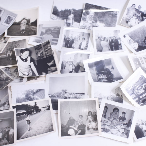 Vintage Photographs Collection, 3x3", Same Family, Beach, Children, People, Life Occasions, Smiles, Friends, Love, Black & White~ WH-012 200