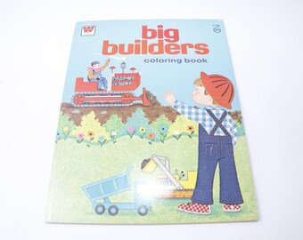 80s Boys Big Builders, Coloring Book, Whitman, Vintage, Picture Book, Child Reading, Nursery Library, ~ 20-01-912