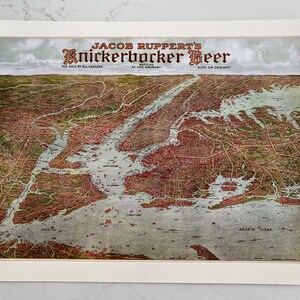 Illustriert, Illustration, Vintage, Print, New York, Landkarte, Reprint, Historisch, Panorama, Jacob Ruppert - M-01-02