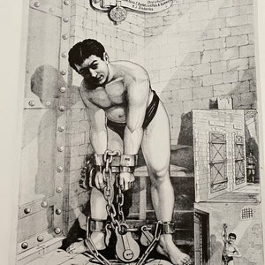 May include: A black and white illustration of a man in chains, with the text "HARRY HOUDINI was stripped Stark Naked searched and heavily handcuffed and Legend He was then locked up in a Cell and in less then 5 minutes managed to free himself from the Cell and Handcuffs, in an unexplainable manner Signed Hoof CommcWvan Raalte 536 Vreede Common Batlet.Jod Pals Kummer, Chiefal Police H.J. Diederiks 108"