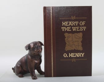 Heart Of the West, O. Henry, Stories, Collection, Vintage, Brown, Leather, Hardcover, Golden Letters, Library, Decor ~ 20-18-618