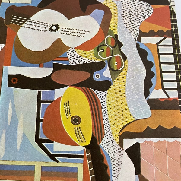 Picasso, Mandoline Et Guitare, Instruments De Musique, Cubisme, Affiche, Ex-libris, Peinture Classique, Page Livre, Estampe, Art, Vintage, ~20-01-1060