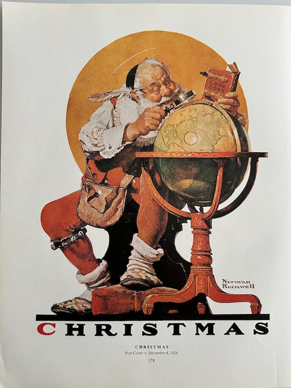 ノーマン ロックウェル、クリスマス、サンタ、地球儀、善良な少年たち