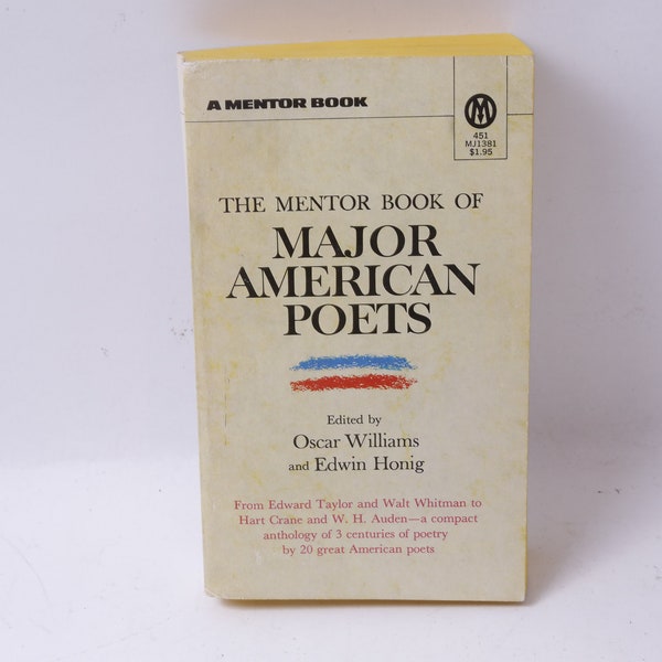 The Mentor Book of Major American Poets, Oscar Williams, Edwin Honig, New American Library, 20 Poets, Softcover, Poetry, ~ 20-01-959