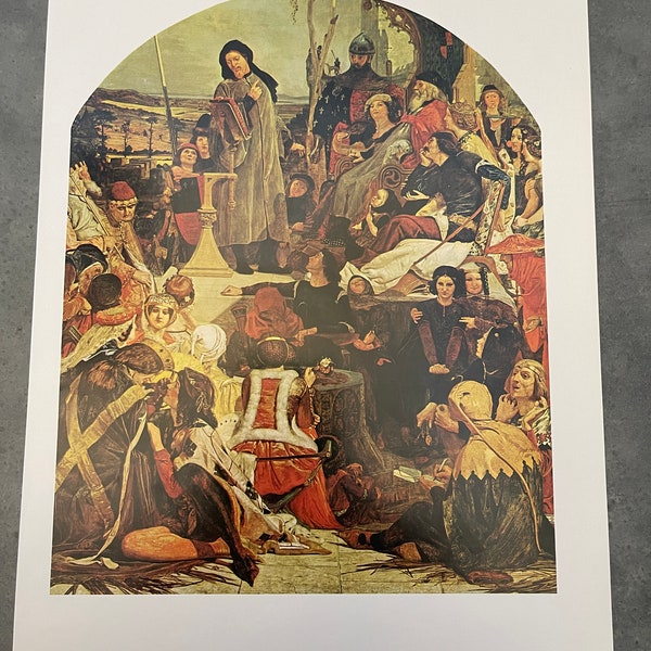 Chaucer at the Court of Edward II, Ford Madox Brown, Print, Reproduction, Painting, Poster, Double-Sided, Art, Vintage, ~ ED-P 280