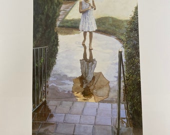 Steve Hanks, Walking In The Rain, Girl, Umbrella, Children, Water, Nutcrackers, Poster, Painting, Watercolor, Print, Art, Vintage,~20-05-166