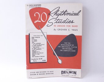 20 Rhythmical Studies In Unison For Band, Grover C Yaus, 1952, Belvin, Performance, Development, Sheet Music, ~ 240216-WH 524