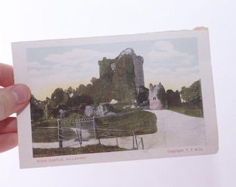 Postcard, Ross Castle, Killarney,Building, Old Architecture, Snapshot, Ephemera, Vernacular Photography, Black And White, Photo, ~ 20-01-595