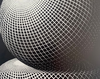 M C Escher, Three Spheres I, 1945, Catalogue No 336, Graphics, Abstract, Bookplate, Print, 16 x 11.5&quot;, Art, Vintage, ~  60