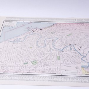 Cleveland, Main Portion, Indiana, USA, Mapa político, Doble cara, 14x10", Geografía, Papel, Vintage, ~ 20-01-124 AA