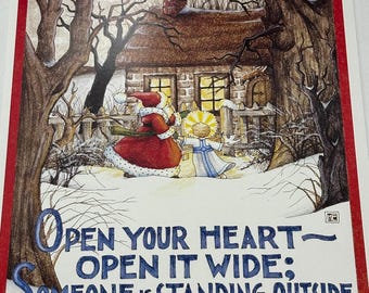 Mary Engelbreit, Open Your Heart, Kerstmis, Poster, Afdrukken, zwaar obligatie, Kunst, Decor, ~ 250603-WH 234