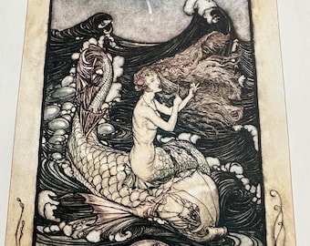 Arthur Rackham Sea-maid's music Fairy song Illustration 8x11 Art Print Vintage Book Page ~ 260215-WH 66
