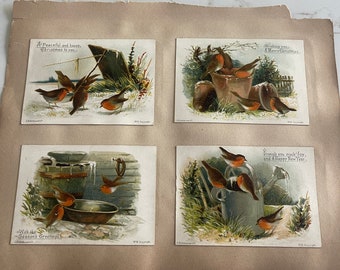 Little Birds in Winter, Four Seasons Countryside, Antique Victorian Trade Cards from an Old Scrapbook, Advertisement, ~ 240119-WH 121