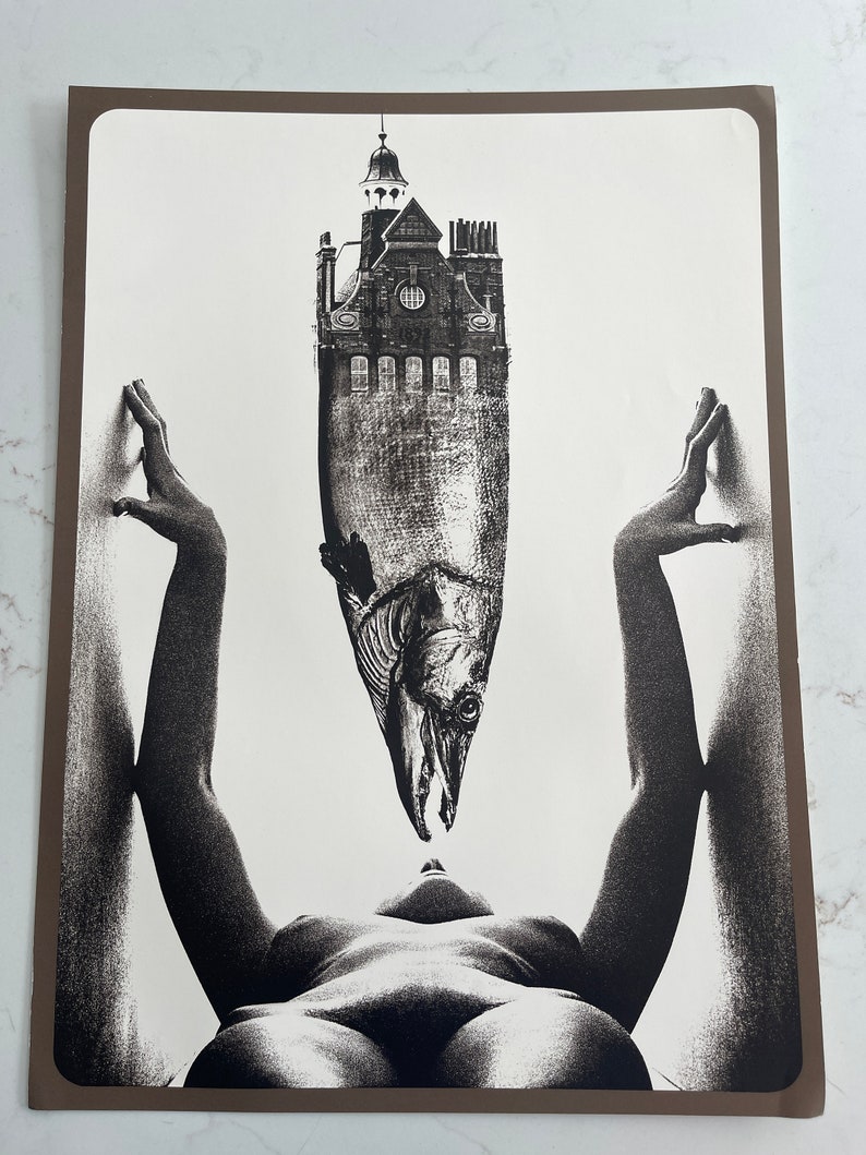 Sam Haskins, LARGE 14x19 Woman, Montage, Building, Weirdcore, Fish, Nude, Original Photography Print, 1972, Erotica 231001-63068 01 image 2