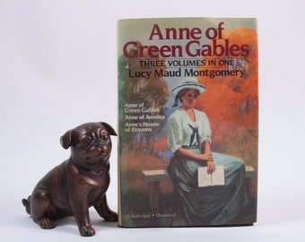 Anne of Green Gables Three Books In One Trilogy Lucy Maud Montgomery -  1985 Illustrated Gold Typography Gorgeous Hardcover ~ 922 893