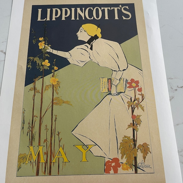 Lippincott's Poster, Vintage Magazine Ad, Historical Print Advertisement, Lippincott's Magazine Cover, Antique Periodical Art~231909-WH 67 B