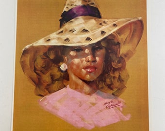 Leslie B. de Mille, Summer Shadows, Lady with Hat Pastel, Drawing, Classic Painting, Poster, Print, Art, Collection, Vintage, ~MISC-012