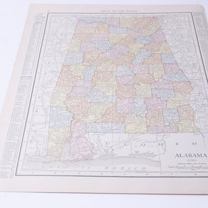 Alabama, Florida, USA, Carte politique, Recto-verso, 14x10 », Géographie, Papier, vintage, ~ 20-01-124 AA