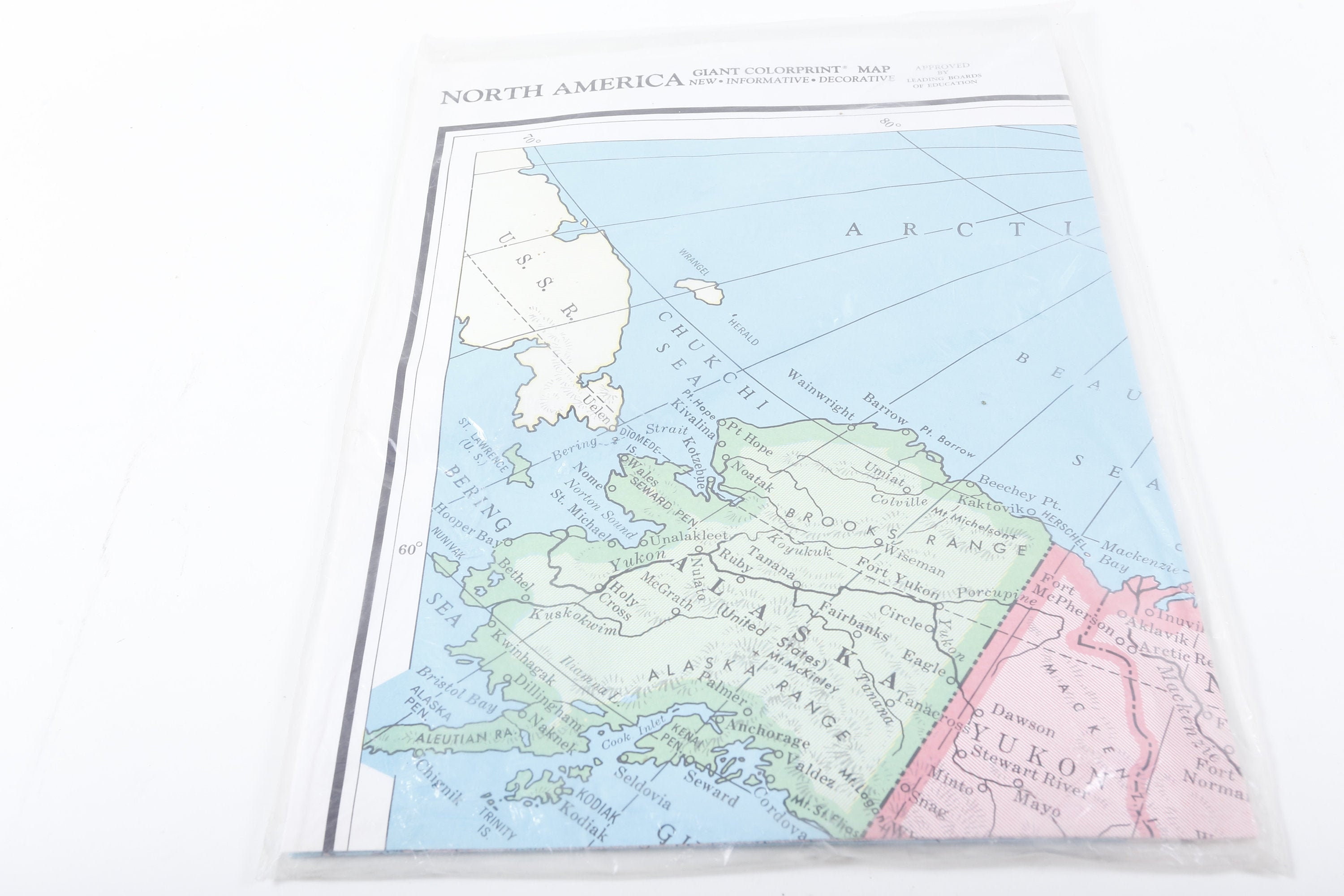 North America Political Map Paper Giant Colorprint Vintage