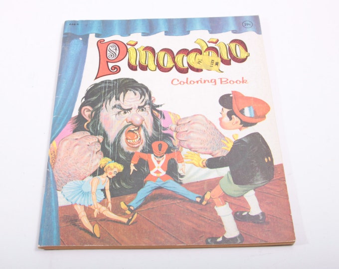 Pinocchio Coloring Book Blank Story Sticker on Cover Yellowed - Etsy