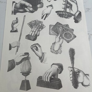 Mains, Cartes, Outil, Manipulations, Objets, Impression, Affiche, Impression D’Ex-Libris, Recto-verso, Noir Et Blanc, Page, Art, Vintage, ~ 20-31-1096