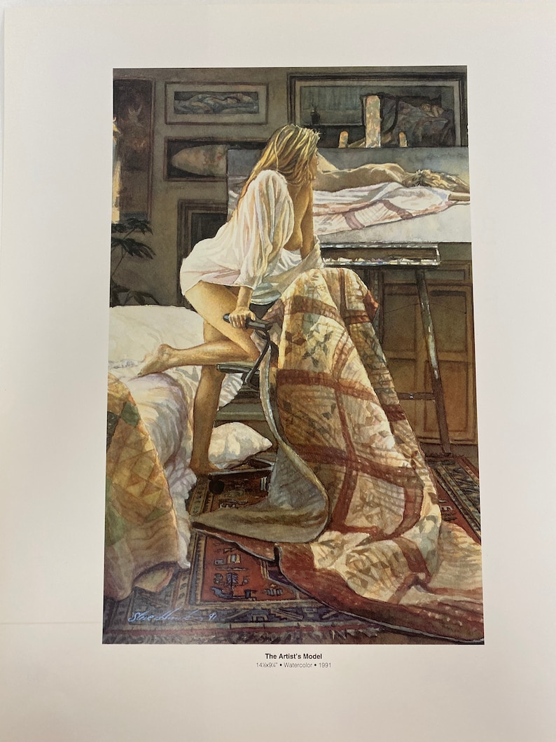 Steve Hanks, Woman, The Artists Model, Male And Female, Poster, Double-Sided, Painting, Watercolor, Page, Print, Art, Vintage, 20-05-166 image 1