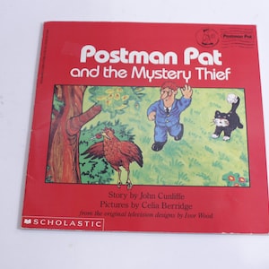 Postman Pat and the Mystery Thief, John Cunliffe, Picture Book, Scholastic, Celia Berridge, Paperback, Adventure, Detective,~ 230215-DIS 349