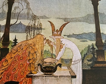 East of the Sun, West of the Moon, Queen, Castle, Kay Nielsen, Hosser & Stoughton, 1914, Picture, Bookplate, Print, 9 x 6 1/2&quot;, ~ 20-01-541