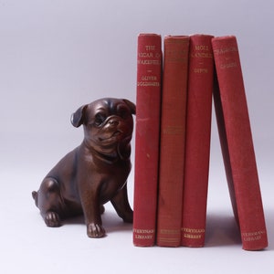 Red Cover, Book Set, Everyman&#39;s Library, Scribners, Goldsmith, Wharton, Defoe, Gaskell, Hardcover, Bookshelf, Staging, ~ 20-30-1052