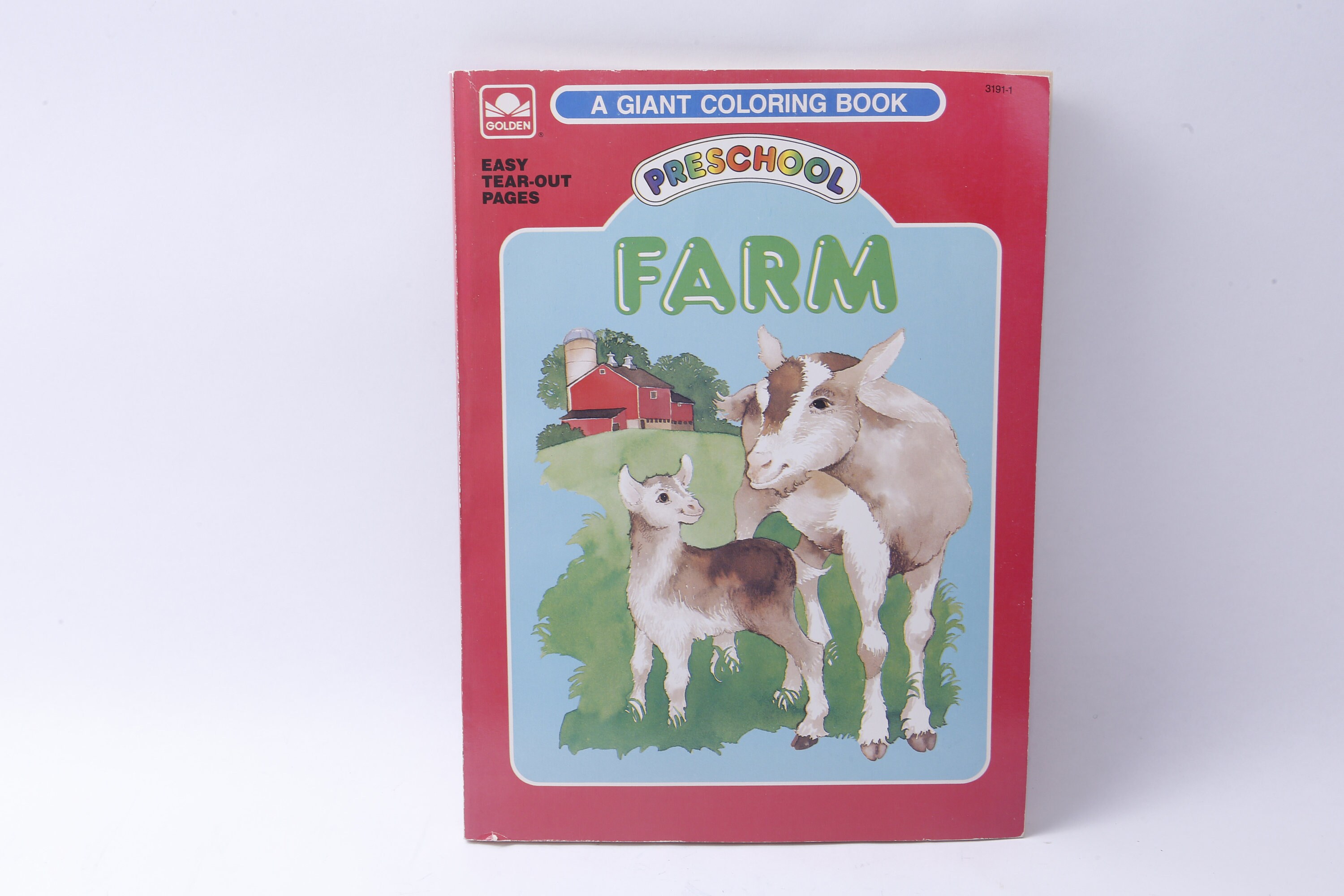 Farm, Giant Coloring Book, Preschool, Easy Tear-Out Pages, Vintage, Picture Book, Child Reading, Nursery Library, ~20-01-18