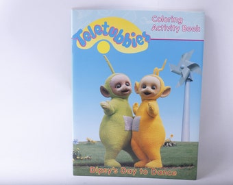Uncolored Teletubbies, Dipsy&#39;s Day to Dance, Coloring Activity Book, 1998, Modern Publishing, Children, Preschool, Fun, ~ 240110-DIAF 778